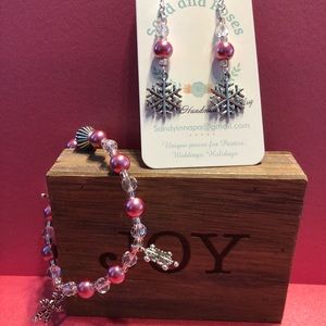 ❄️Snowflakes and pearls-earrings and bracelet set